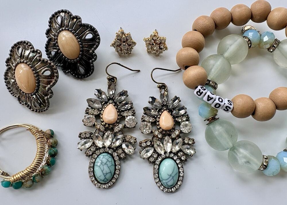 Jewelry Lot Boho Vintage Earrings Faux Turquoise Rhinestone Bracelets Earrings